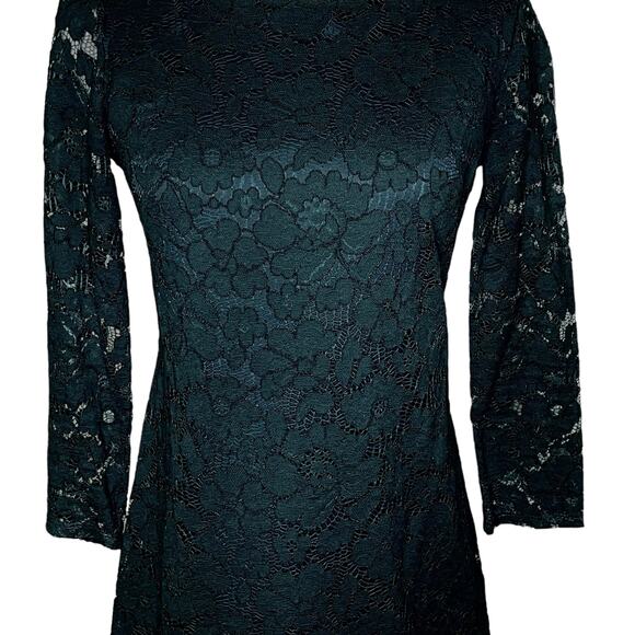 Vince Camuto Size 2 Forest Green Lace Sheath Cocktail Dress Lined Minidress - Picture 4 of 15